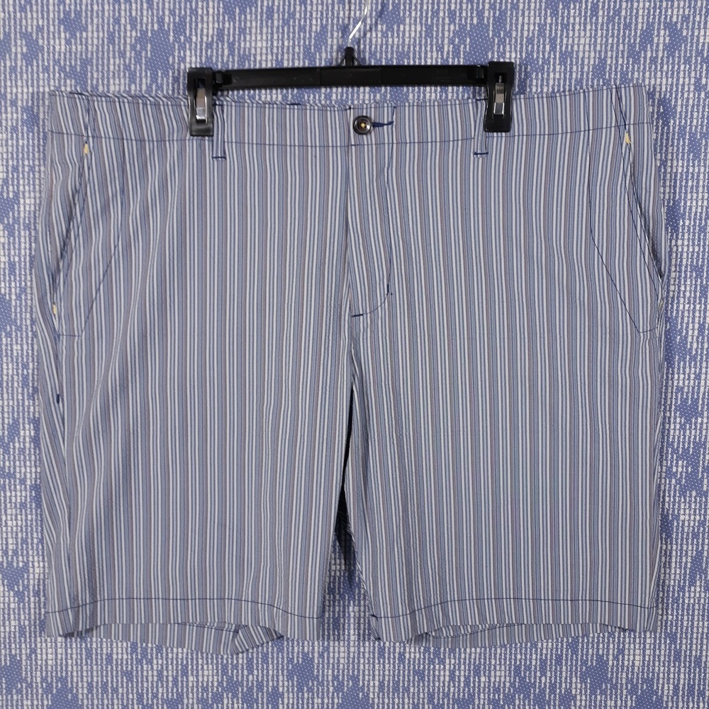 Tommy Bahama Shorts Mens Waist 42 Inseam 10 Blue Nylon Blend Chino Striped